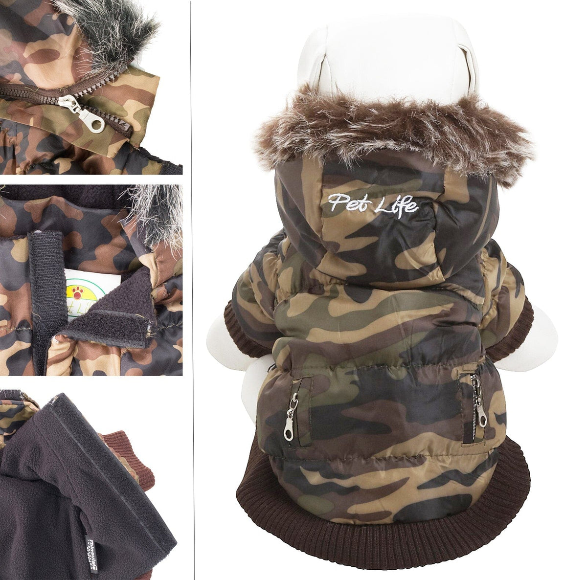 Pet Life Classic Metallic Fashion 3M Insulated Dog Coat Parka w/ Removable Hood | HT Animal Supply
