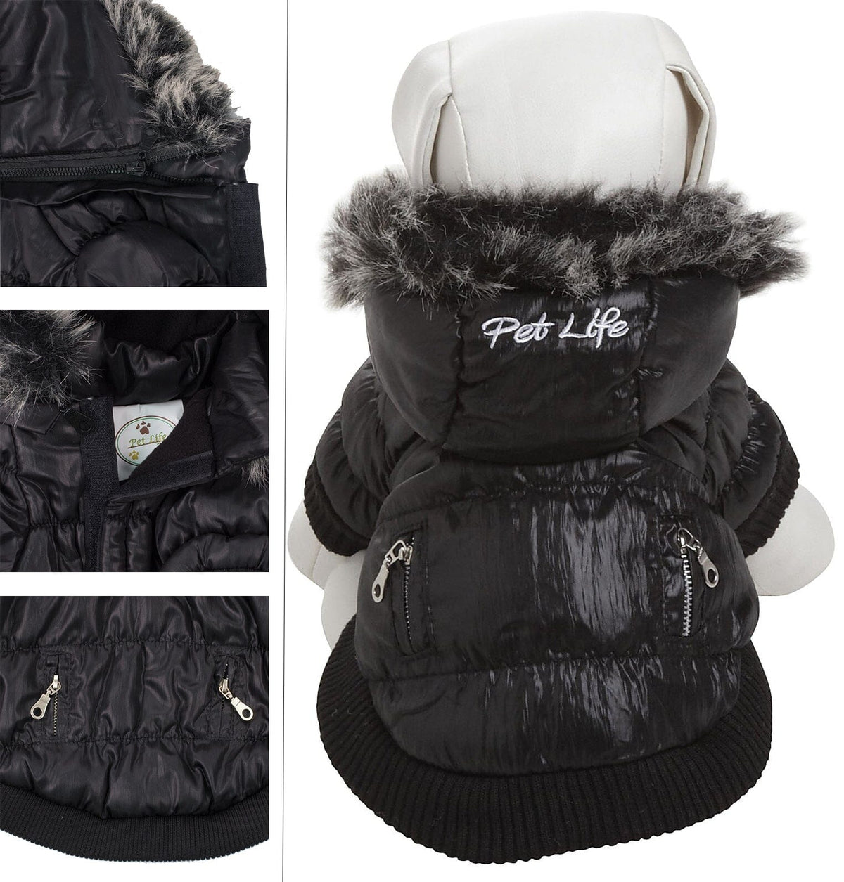 Pet Life Classic Metallic Fashion 3M Insulated Dog Coat Parka w/ Removable Hood | HT Animal Supply