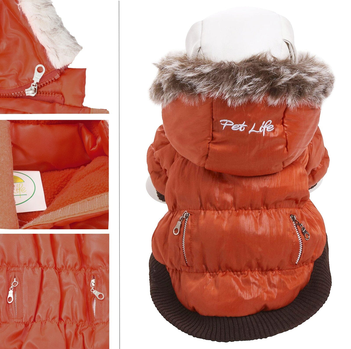 Pet Life Classic Metallic Fashion 3M Insulated Dog Coat Parka w/ Removable Hood | HT Animal Supply