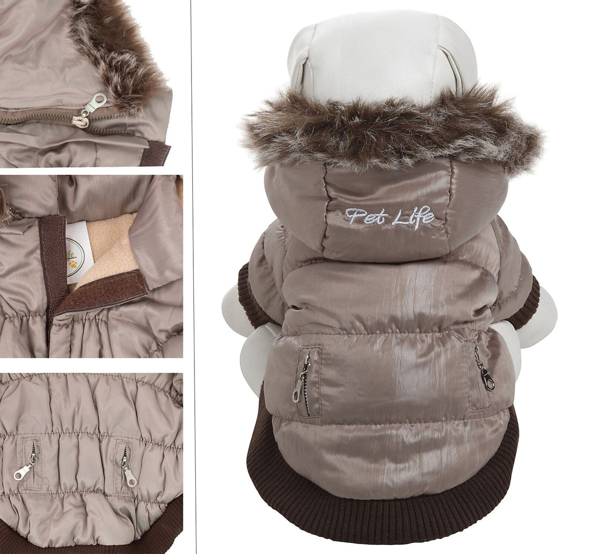 Pet Life Classic Metallic Fashion 3M Insulated Dog Coat Parka w/ Removable Hood | HT Animal Supply