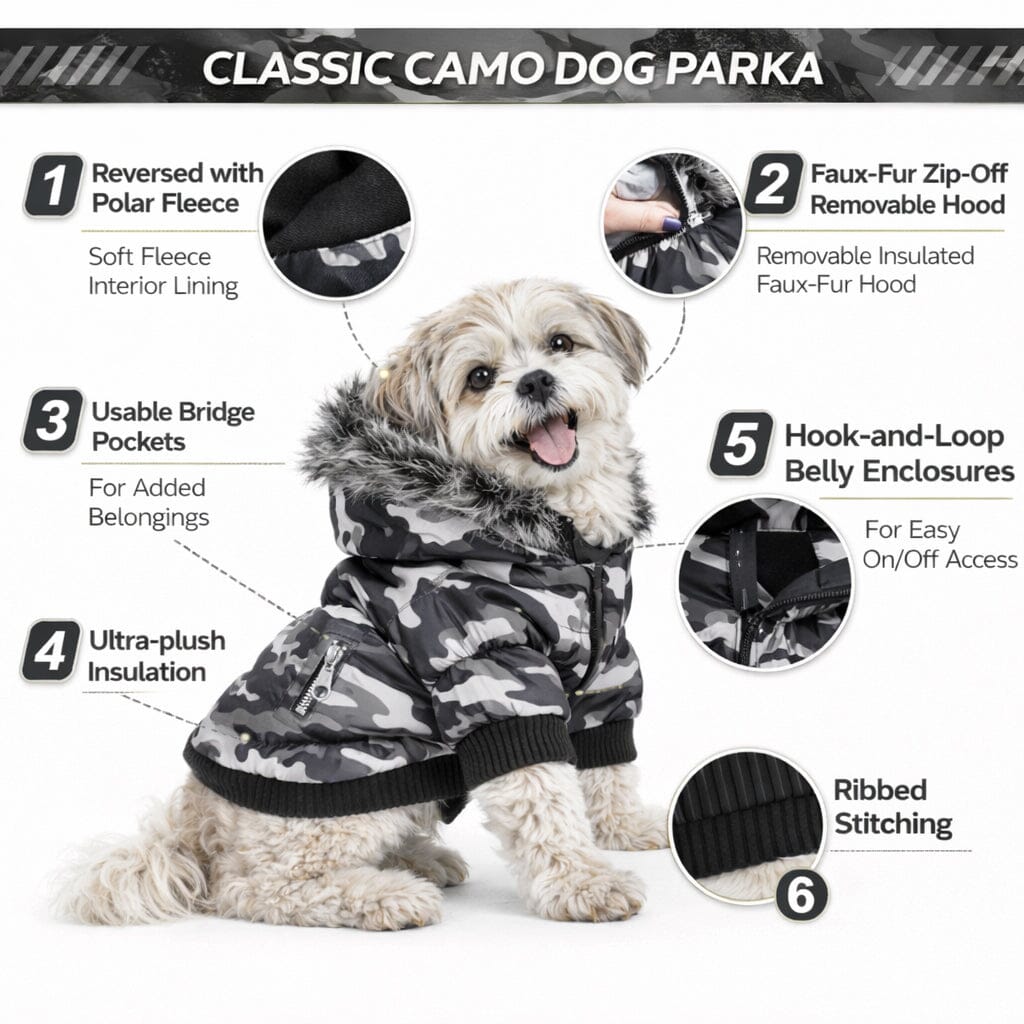 Pet Life Classic Metallic Fashion 3M Insulated Dog Coat Parka w/ Removable Hood | HT Animal Supply