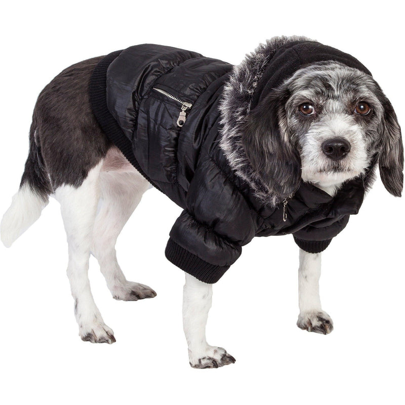 Pet Life Classic Metallic Fashion 3M Insulated Dog Coat Parka w/ Removable Hood