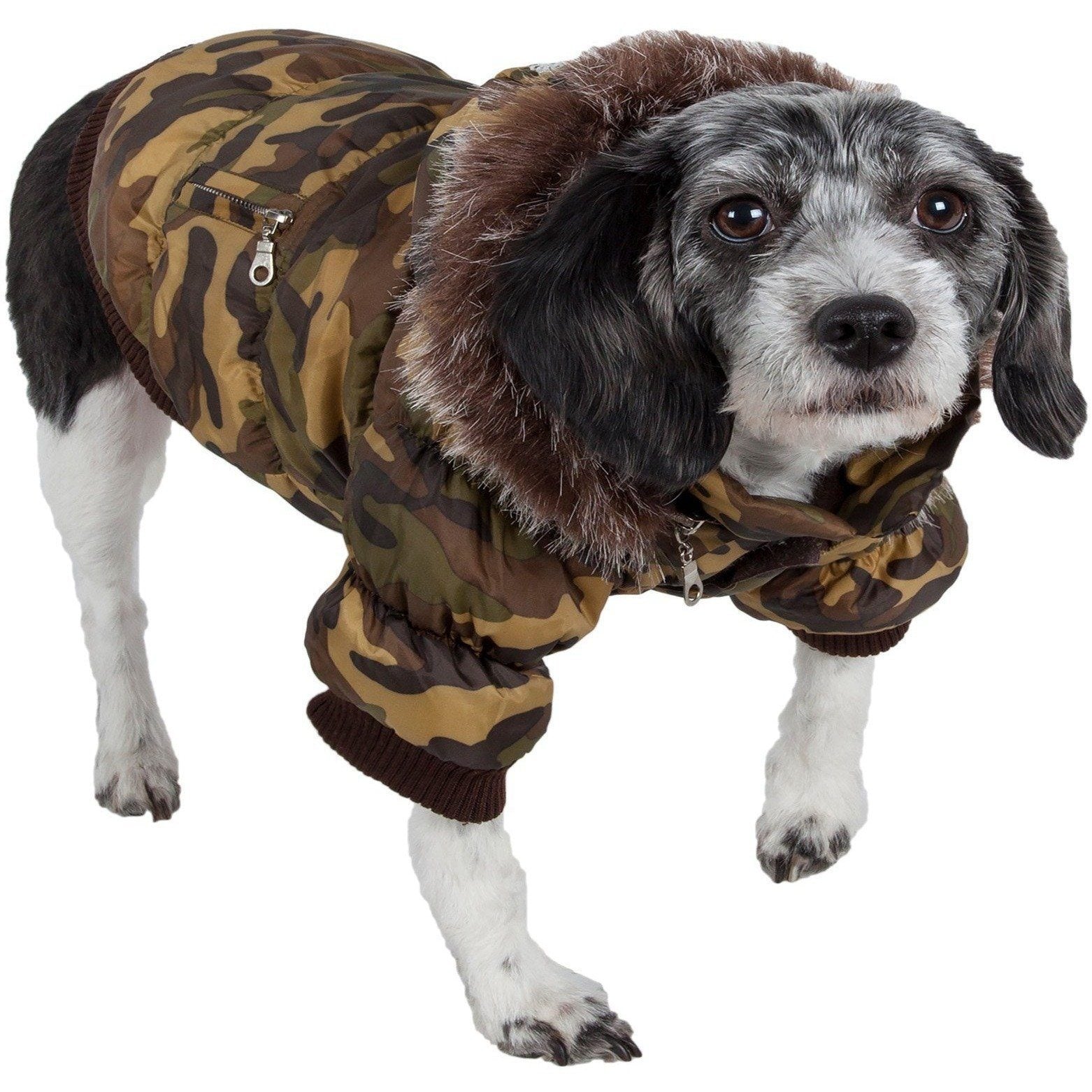 Pet Life ® Classic Metallic Fashion 3M Insulated Dog Coat Parka  w/ Removable Hood 