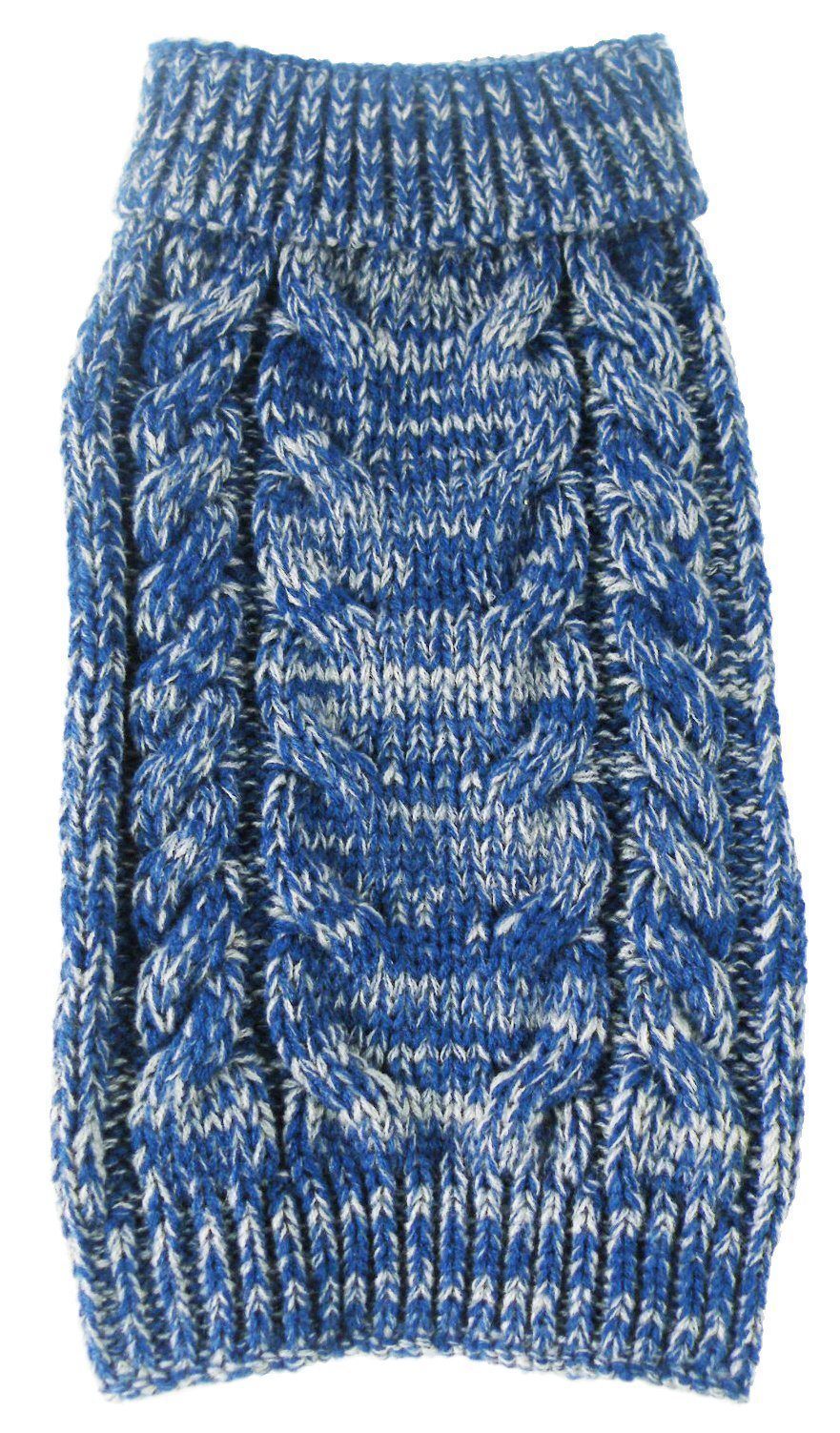 Pet Life Classical True Blue Heavy Cable Knitted Ribbed Fashion Dog Sweater