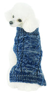 Pet Life Classical True Blue Heavy Cable Knitted Ribbed Fashion Dog Sweater