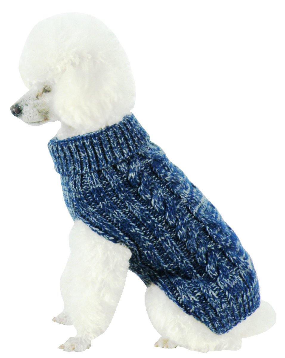 Pet Life Classical True Blue Heavy Cable Knitted Ribbed Fashion Dog Sweater