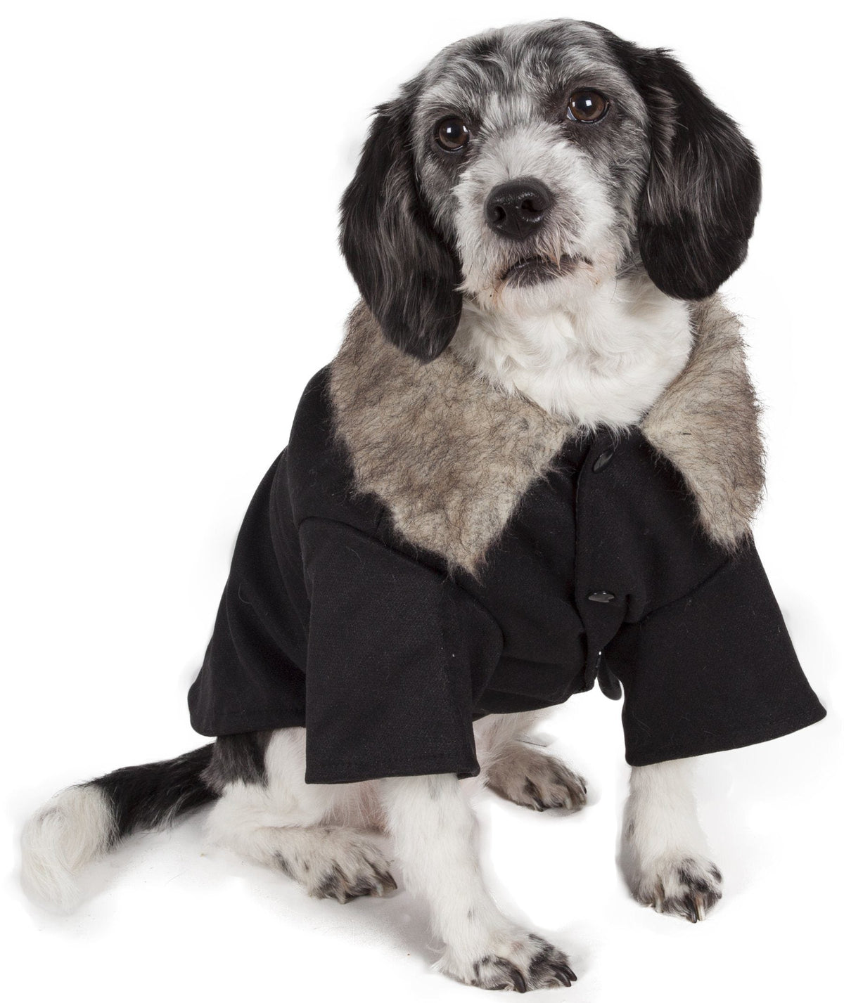 Pet Life Coast-Guard Buttoned Fashion Faux-Fur Collared Wool Dog Coat