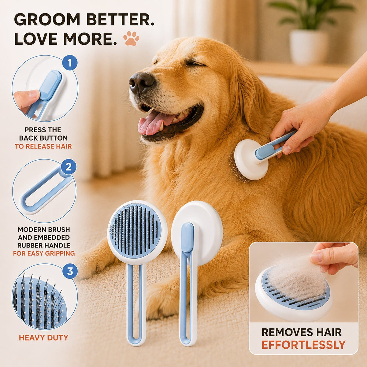 Pet Life Concepto Modern Bristle Grooming Pet Deshedder Comb | HT Animal Supply