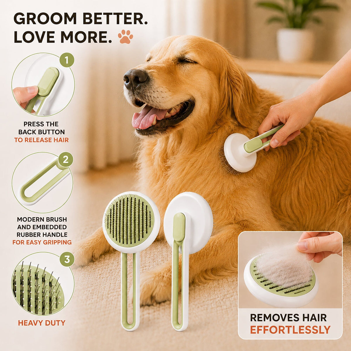 Pet Life Concepto Modern Bristle Grooming Pet Deshedder Comb | HT Animal Supply