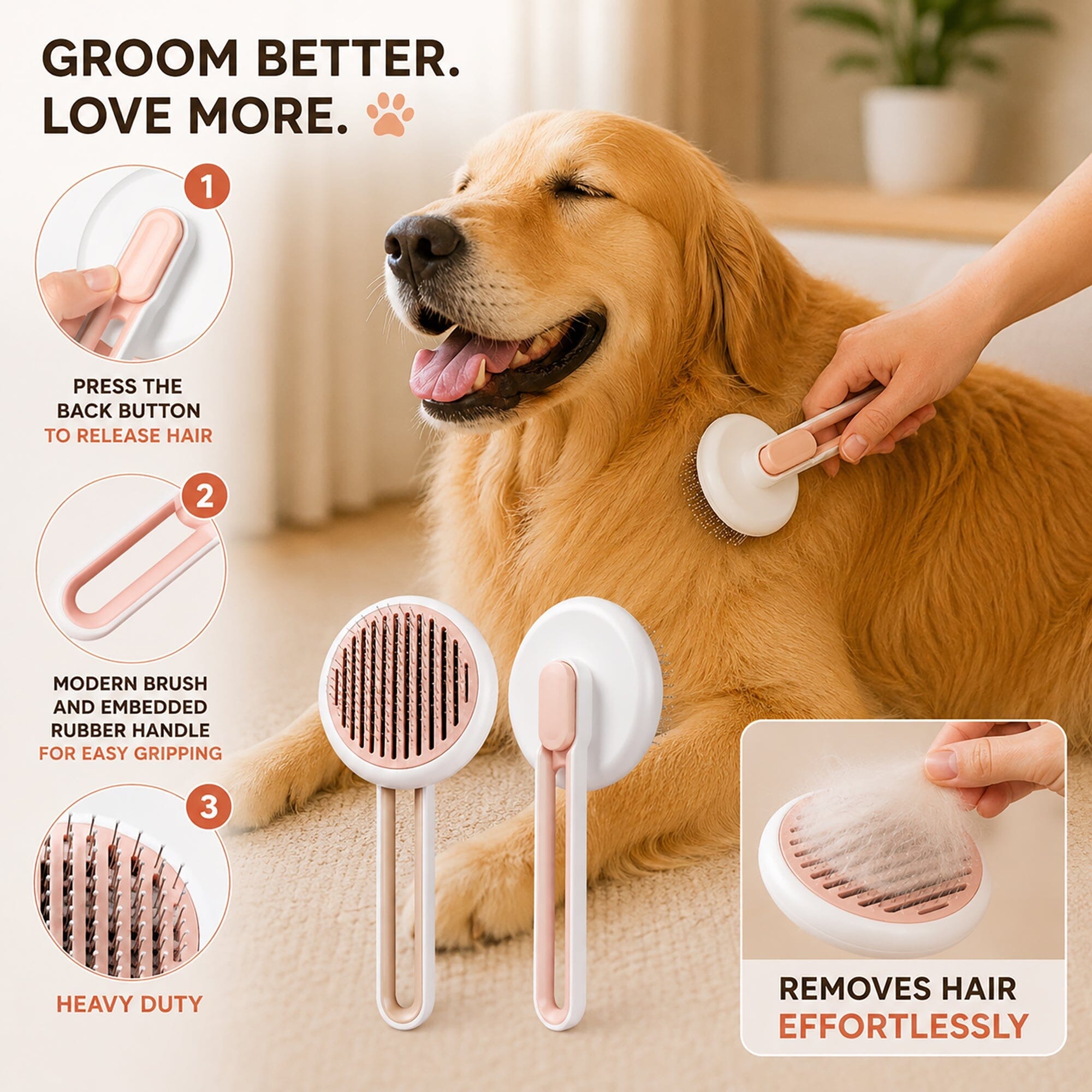 Pet Life Concepto Modern Bristle Grooming Pet Deshedder Comb | HT Animal Supply