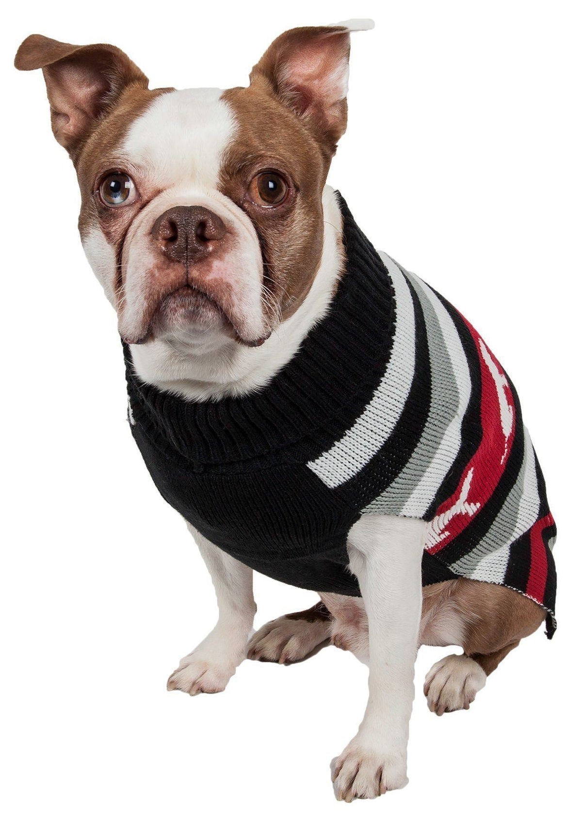 Pet Life Dog Patterned Fashion Striped Ribbed Turtle Neck Dog Sweater