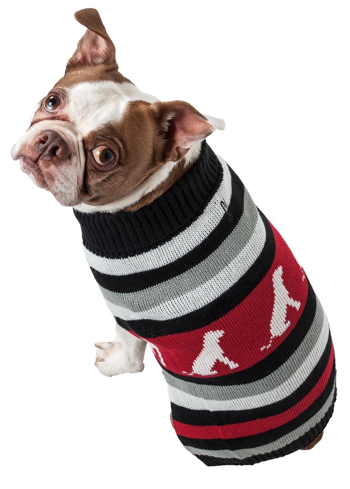 Pet Life Dog Patterned Fashion Striped Ribbed Turtle Neck Dog Sweater