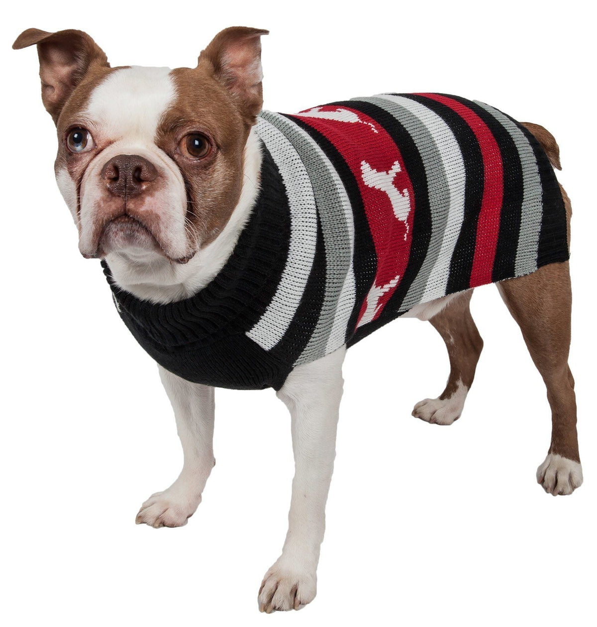 Pet Life Dog Patterned Fashion Striped Ribbed Turtle Neck Dog Sweater