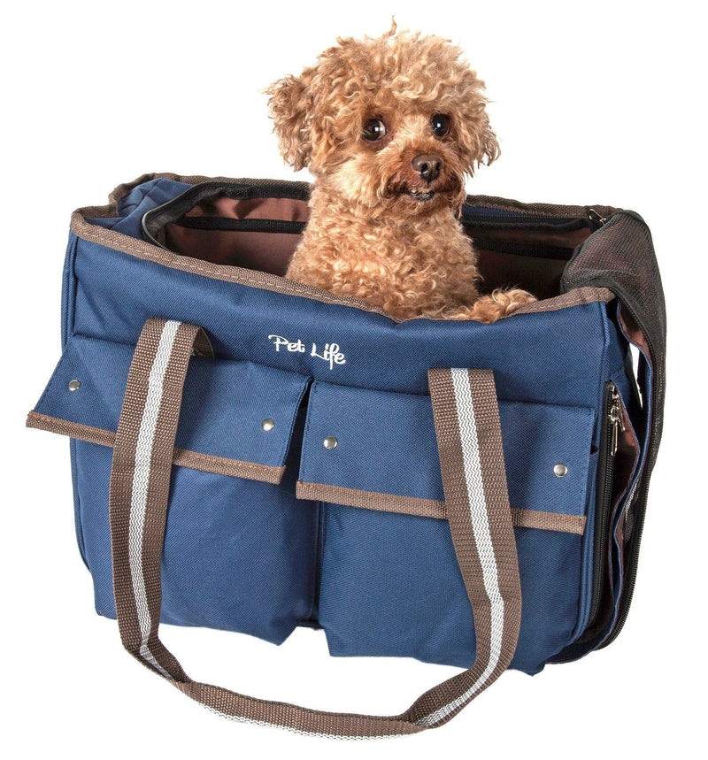 Pet Life Dual Snap Pocketed Fashion Designer Canvas Travel Pet Dog Carrier