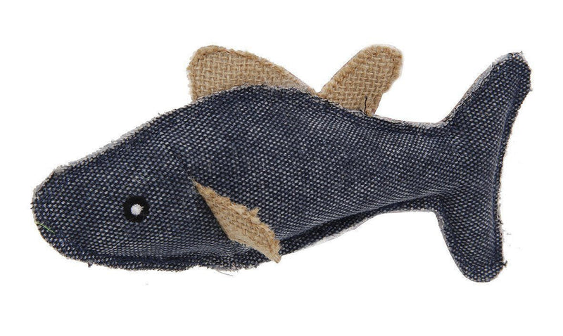 Pet Life Durable Fish Denim Plush Teaser Cat Toy