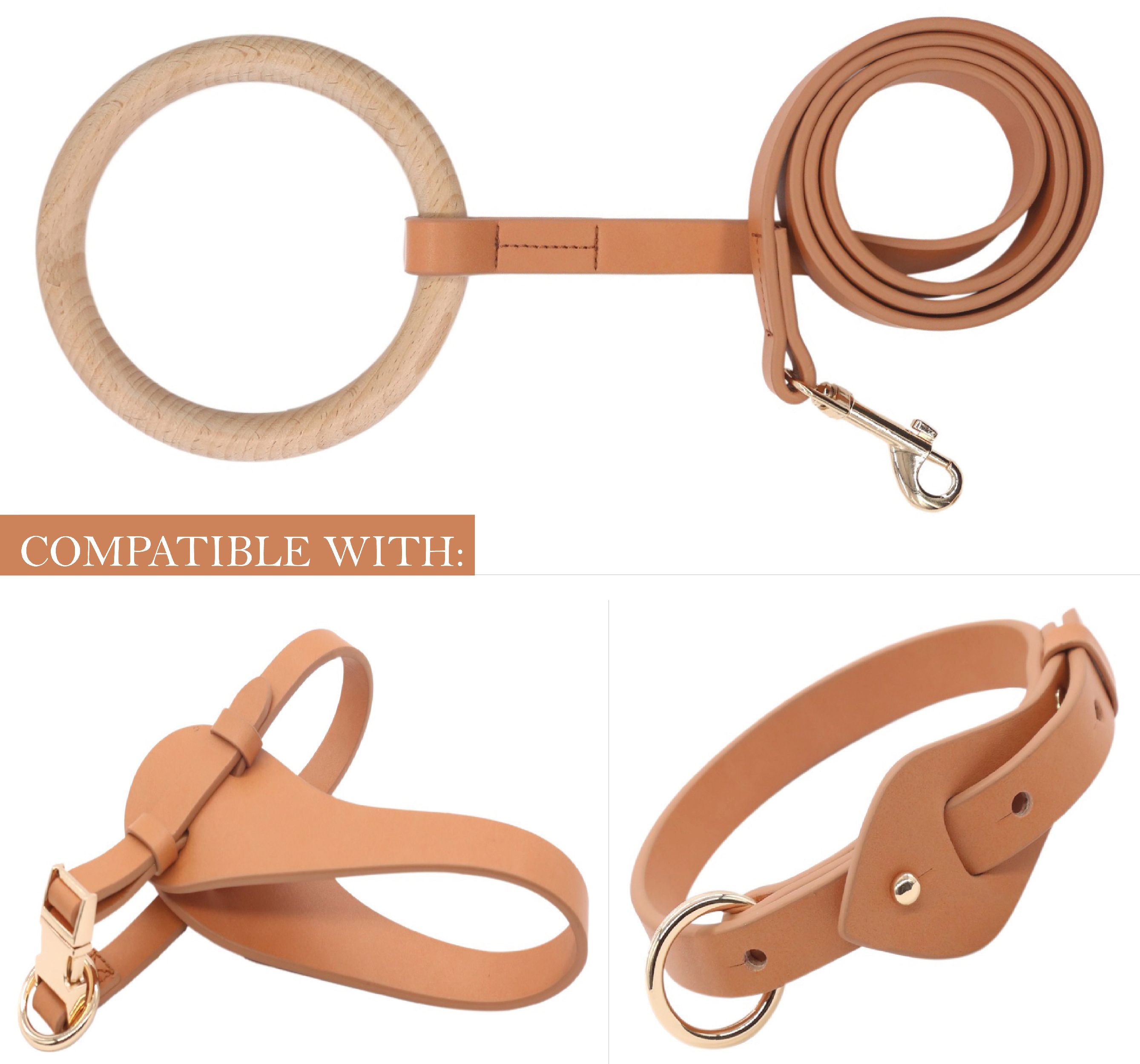 Pet Life Ever-Craft Boutique Series Beechwood and Leather Designer Dog Leash