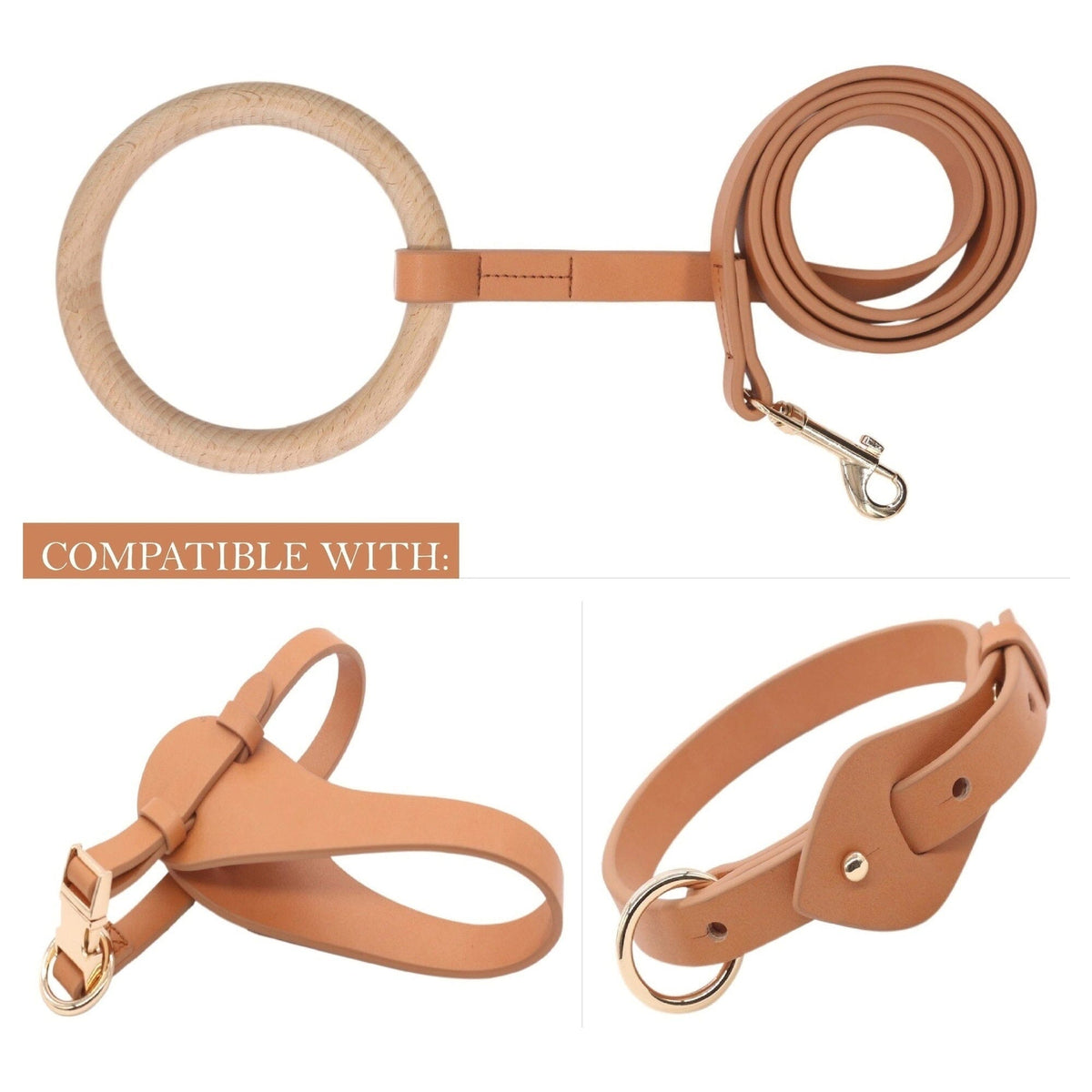 Pet Life Ever-Craft Boutique Series Beechwood and Leather Designer Dog Leash