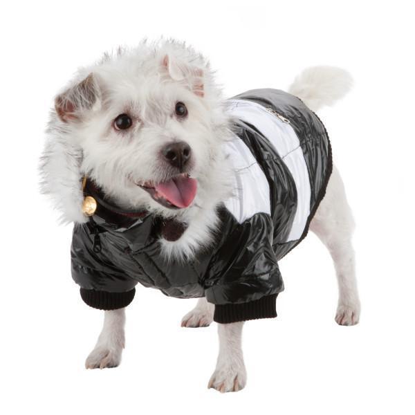 Pet Life Fashion Striped 3M Insulated Ultra-Plush Pet Dog Parka Coat w/ Removable Hood