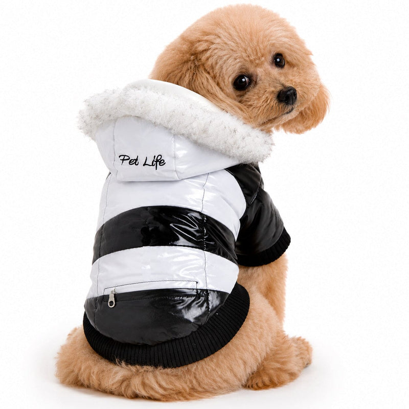 Pet Life Fashion Striped 3M Insulated Ultra-Plush Pet Dog Parka Coat w/ Removable Hood | HT Animal Supply