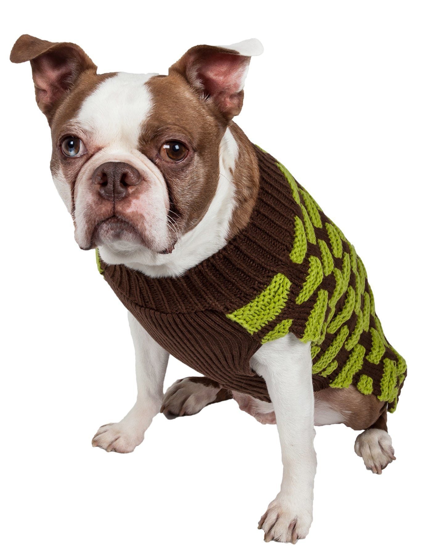 Pet Life Fashion Weaved Heavy Knit Designer Ribbed Turtle Neck Dog Sweater