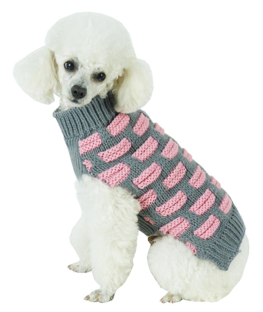 Pet Life Fashion Weaved Heavy Knit Designer Ribbed Turtle Neck Dog Sweater