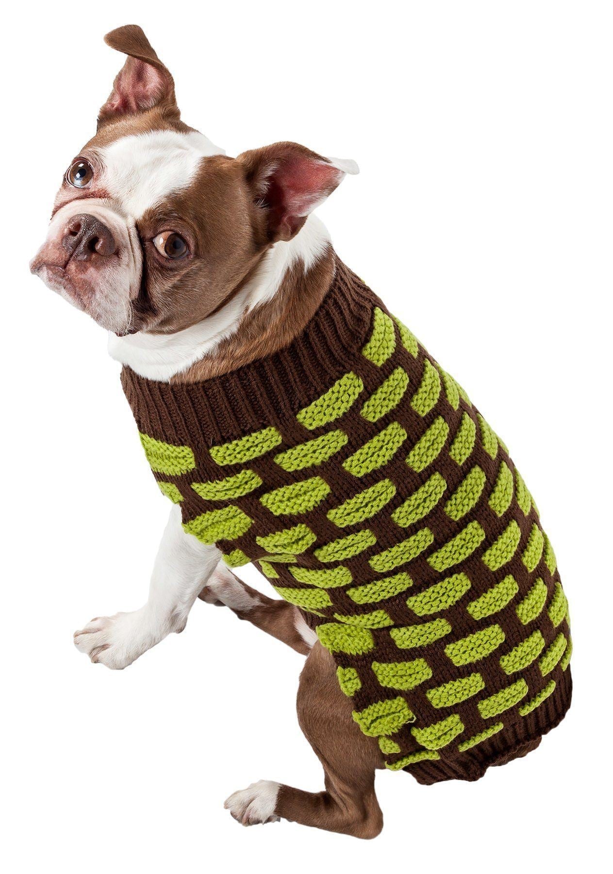 Pet Life Fashion Weaved Heavy Knit Designer Ribbed Turtle Neck Dog Sweater