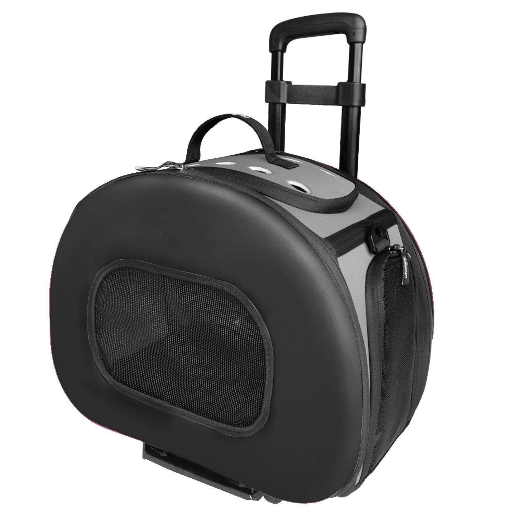 Pet Life Final Destination Airline Approved 2-in-1 Tough-Shell Wheeled Collapsible Travel Fashion Pet Dog Carrier Crate