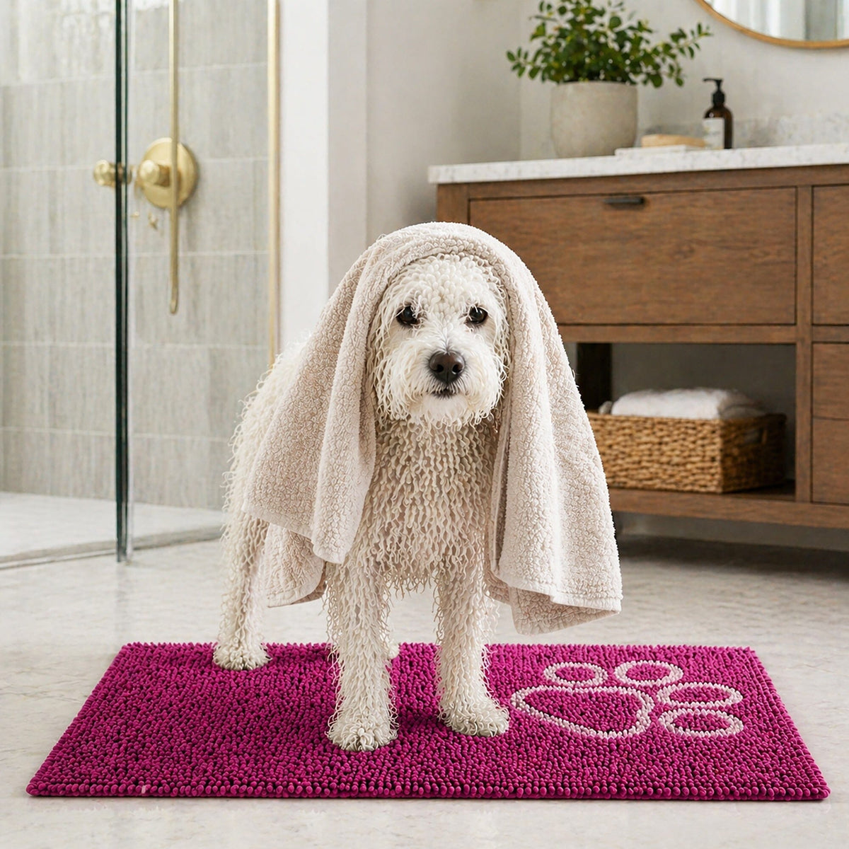 Pet Life Fuzzy Quick-Drying Anti-Skid and Machine Washable Dog Mat