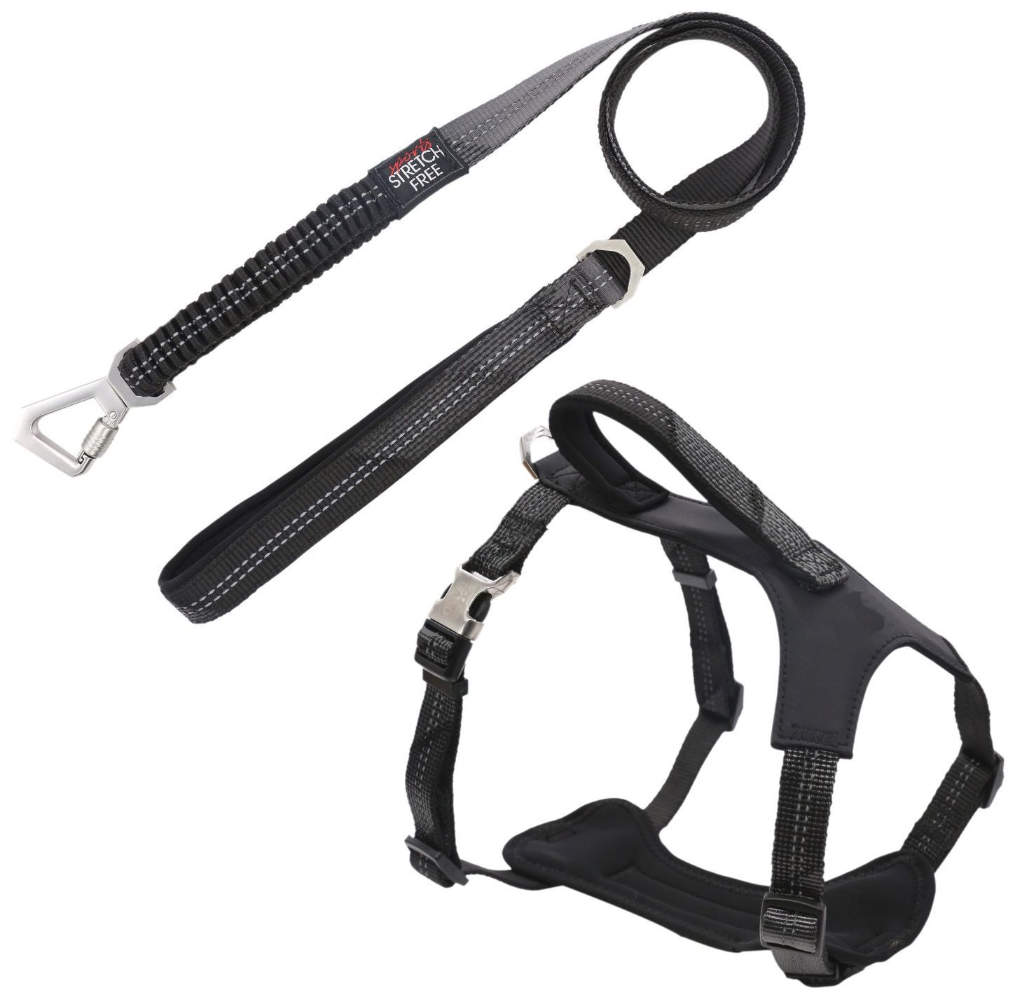 Pet Life Geo-prene 2-in-1 Shock Absorbing Neoprene Padded Reflective Dog Leash and Harness