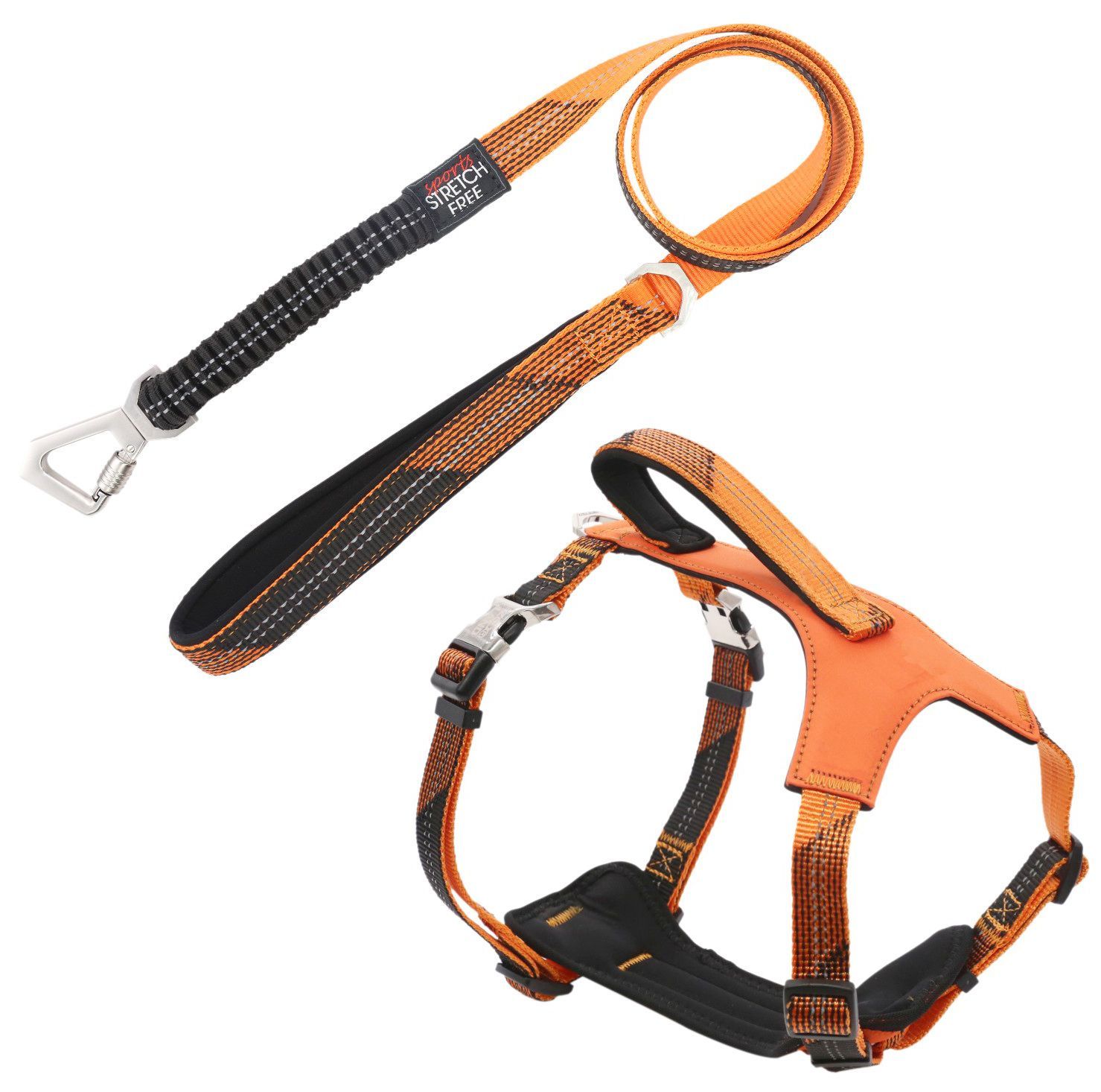 Pet Life ® Geo-prene 2-in-1 Shock Absorbing Neoprene Padded Reflective Dog Leash and Harness