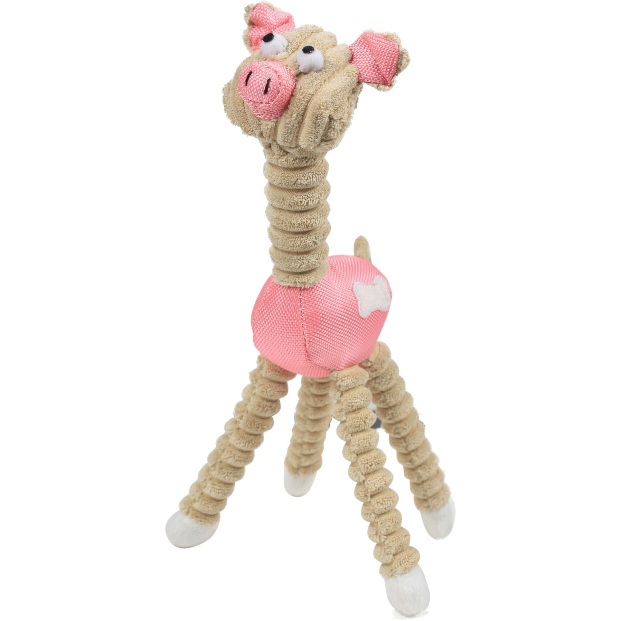 Pet Life ® Giraffe Cow All Natural Recyclable Jute Rope and Squeak Chew Pet Dog Toy