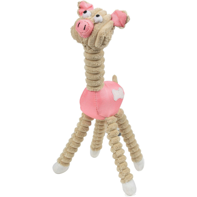 Pet Life Giraffe Cow All Natural Recyclable Jute Rope and Squeak Chew Pet Dog Toy