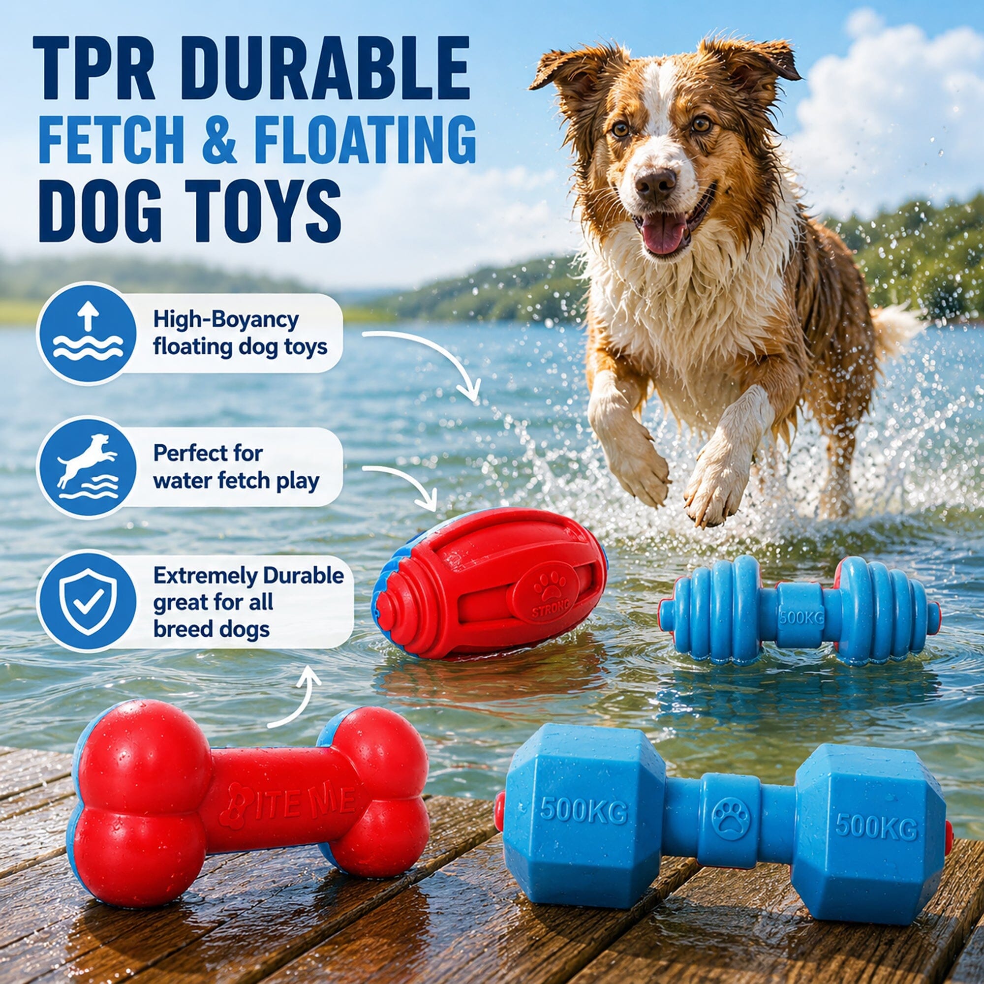 Pet Life Gridiron Football Durable Chew and Fetch TPR Waterproof Floating Dog Toy | HT Animal Supply