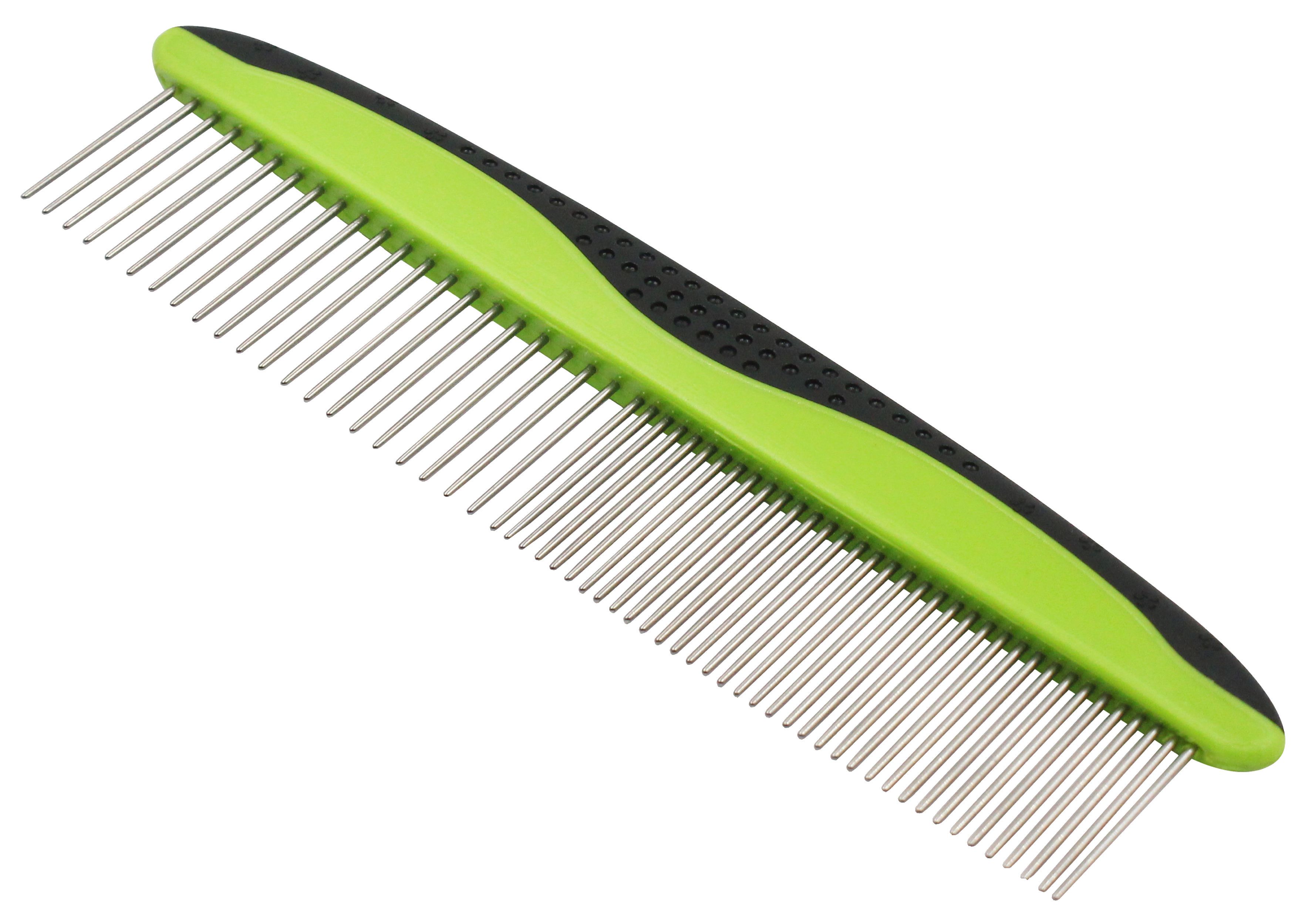 Pet Life ® Grip Ease Wide and Narrow Tooth Grooming Pet Comb
