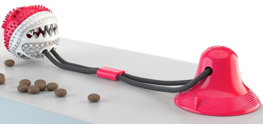 Pet Life ® Grip N Play Treat Dispensing Ball Shaped Suction Cup Dog Toy