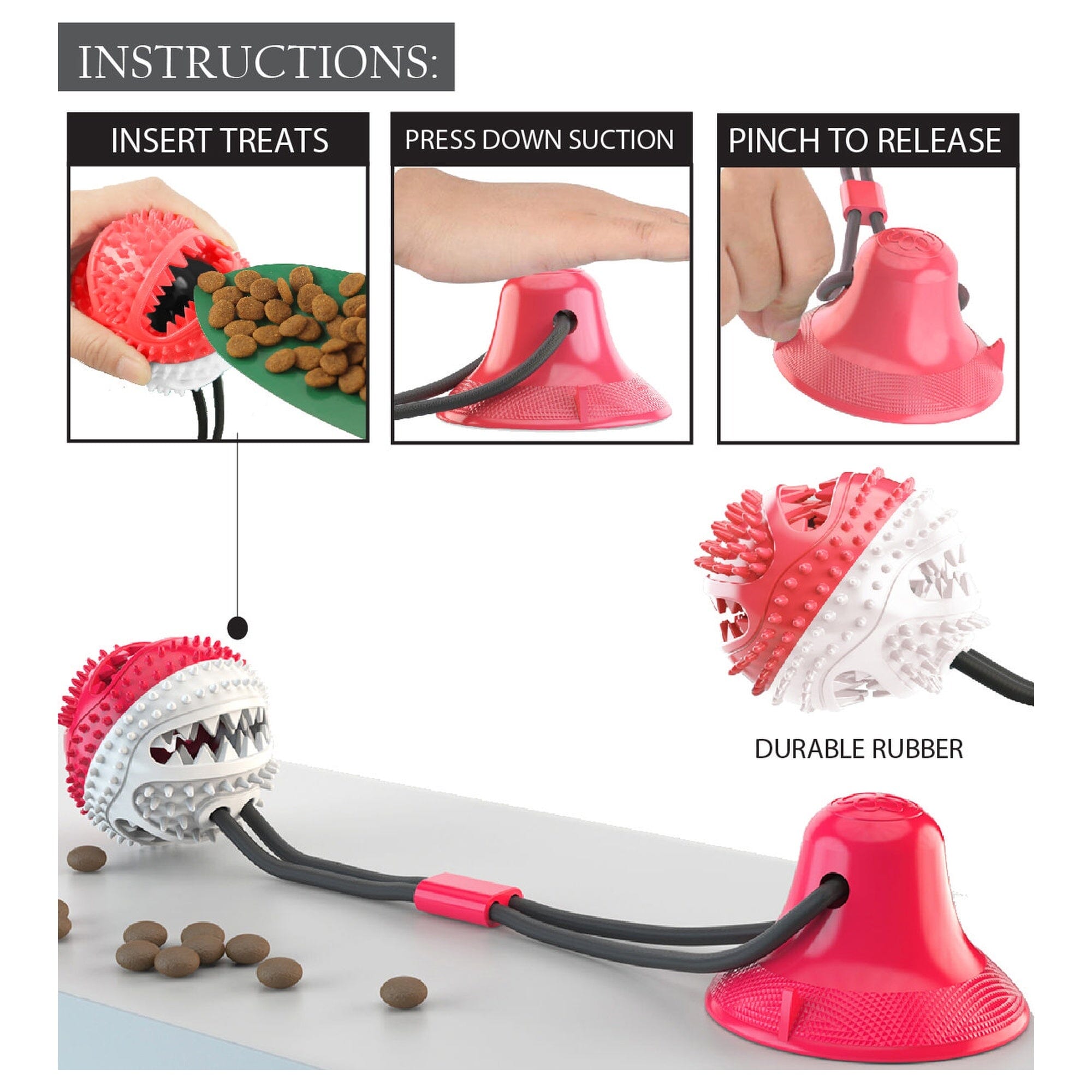 Pet Life Grip N Play Treat Dispensing Ball Shaped Suction Cup Dog Toy | HT Animal Supply