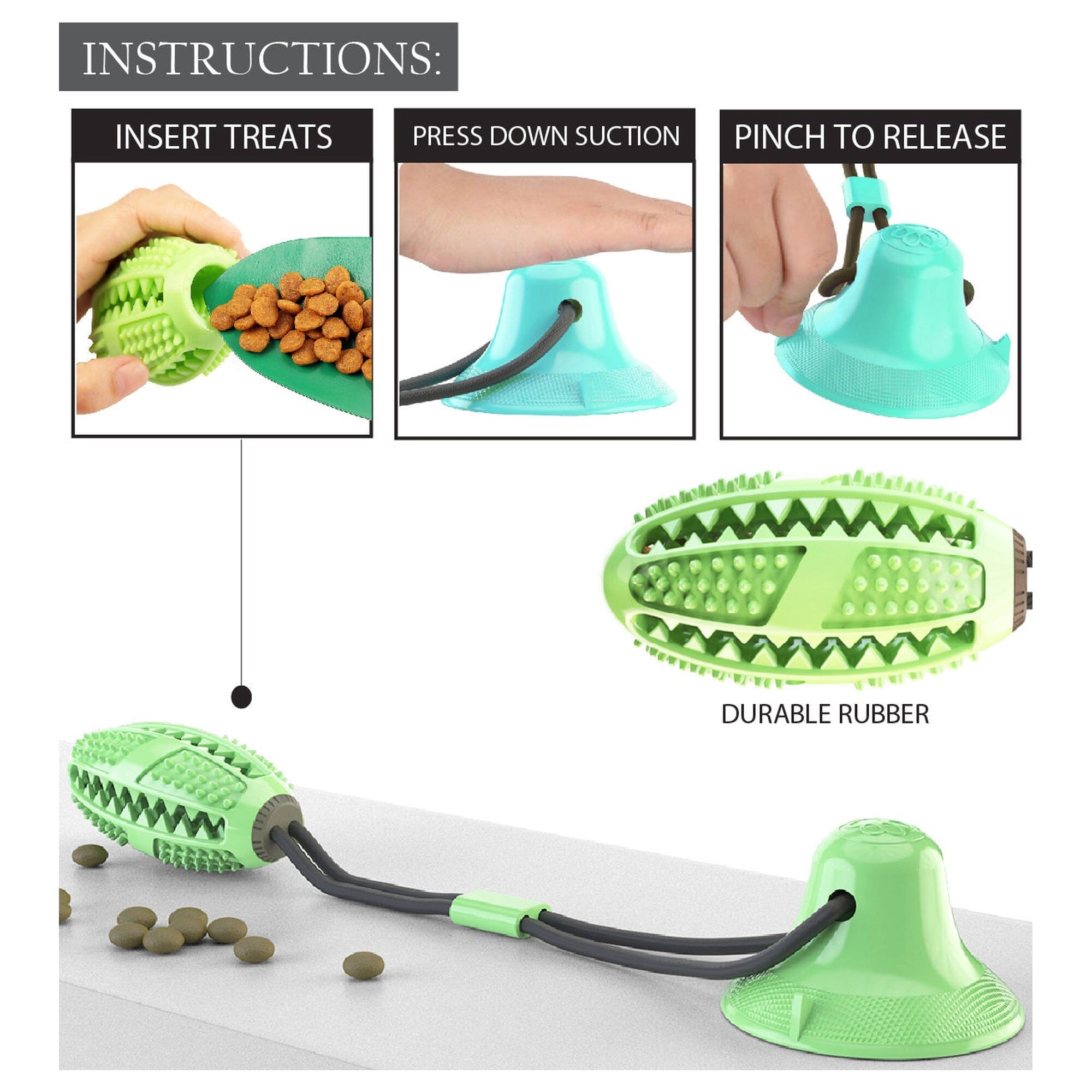 Pet Life Grip N Play Treat Dispensing Football Shaped Suction Cup Dog Toy | HT Animal Supply