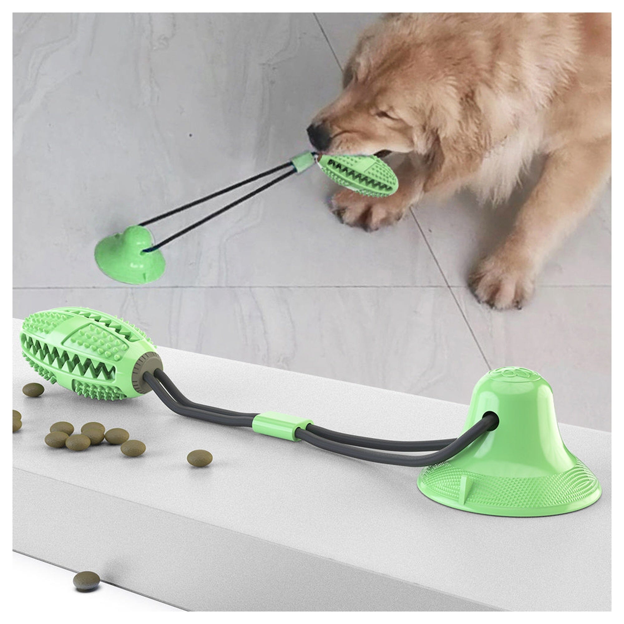 Pet Life Grip N Play Treat Dispensing Football Shaped Suction Cup Dog Toy | HT Animal Supply
