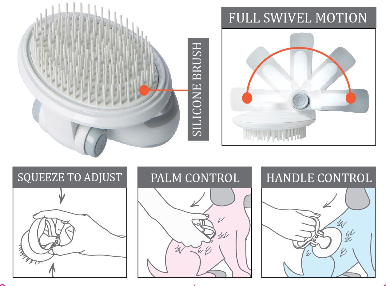 Pet Life Gyrater Swivel Travel Soft Grooming Pet Pin Brush