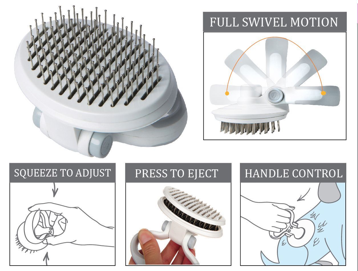 Pet Life Gyrater Travel Self-Cleaning Swivel Grooming Pet Pin Brush