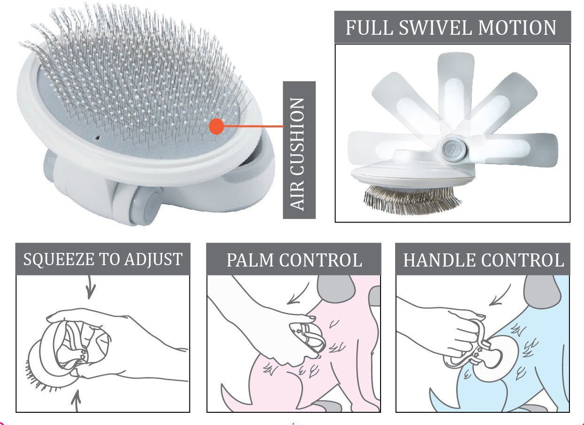 Pet Life Gyrater Travel Swivel Pet Grooming Slicker Brush
