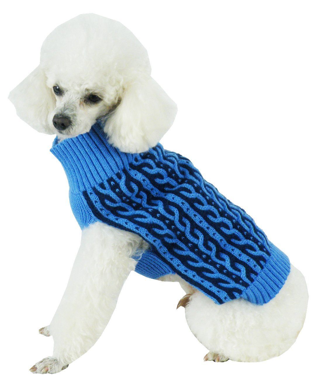 Pet Life Harmonious Dual Color Weaved Heavy Cable Knitted Fashion Designer Dog Sweater