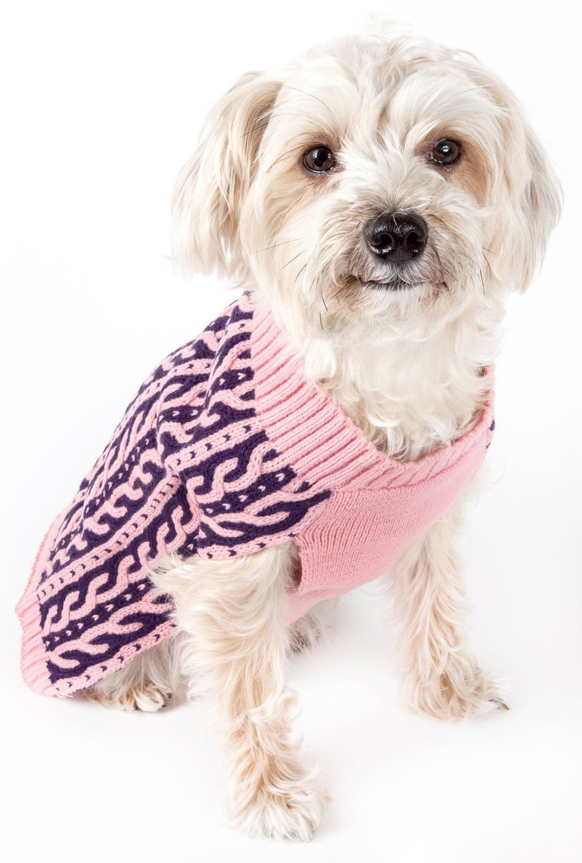 Pet Life Harmonious Dual Color Weaved Heavy Cable Knitted Fashion Designer Dog Sweater