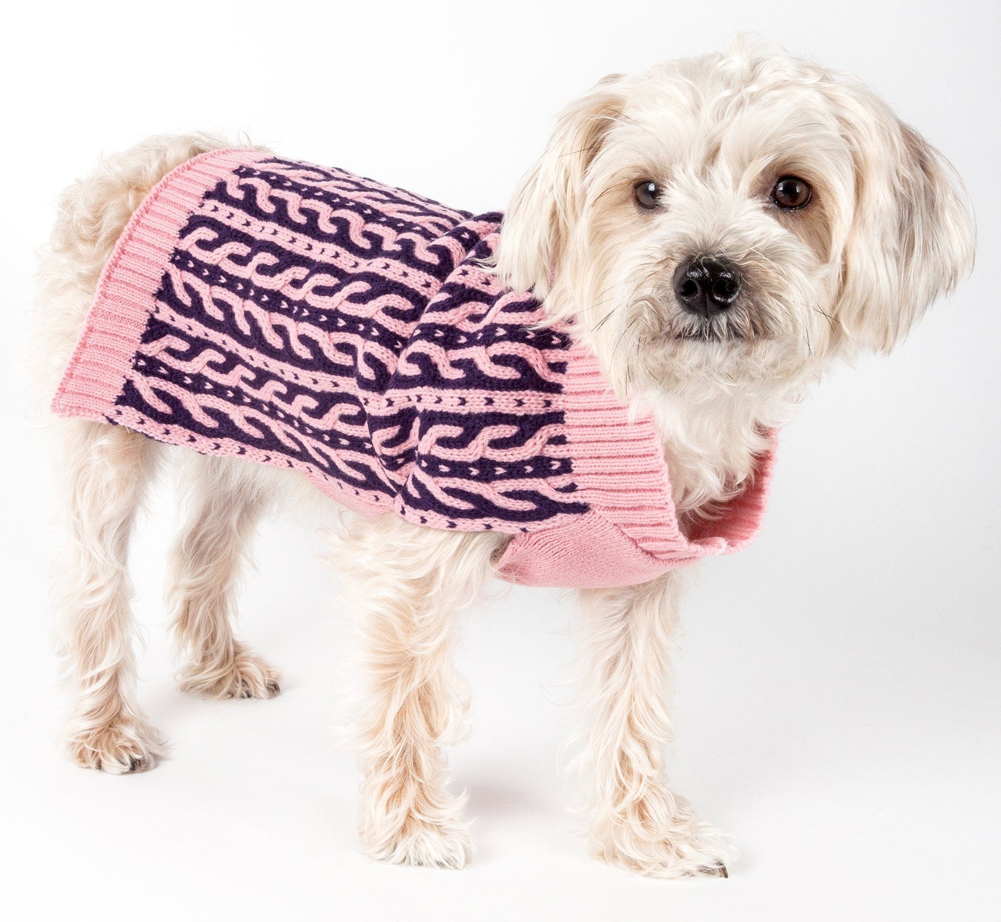 Pet Life ® Harmonious Dual Color Weaved Heavy Cable Knitted Fashion Designer Dog Sweater