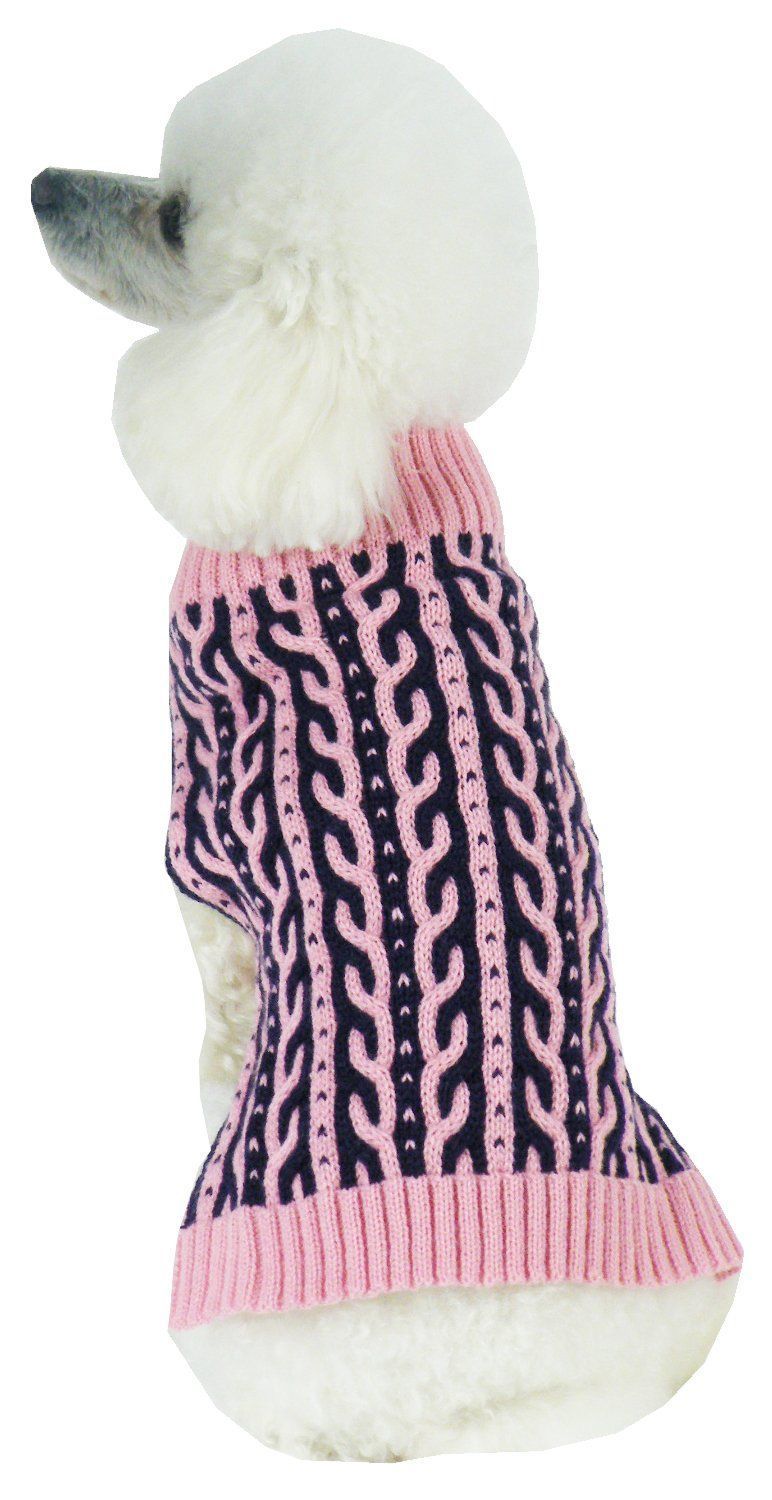Pet Life Harmonious Dual Color Weaved Heavy Cable Knitted Fashion Designer Dog Sweater