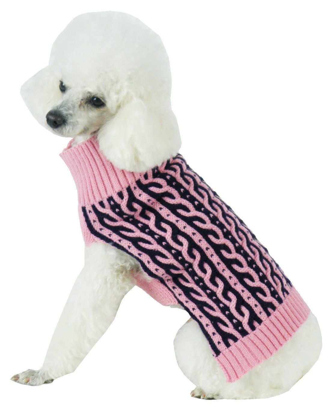 Pet Life Harmonious Dual Color Weaved Heavy Cable Knitted Fashion Designer Dog Sweater