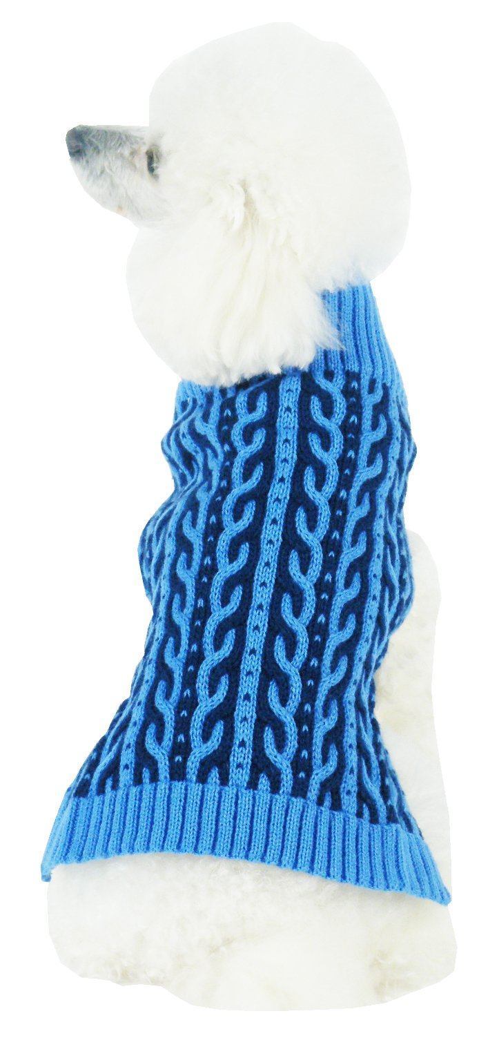 Pet Life Harmonious Dual Color Weaved Heavy Cable Knitted Fashion Designer Dog Sweater