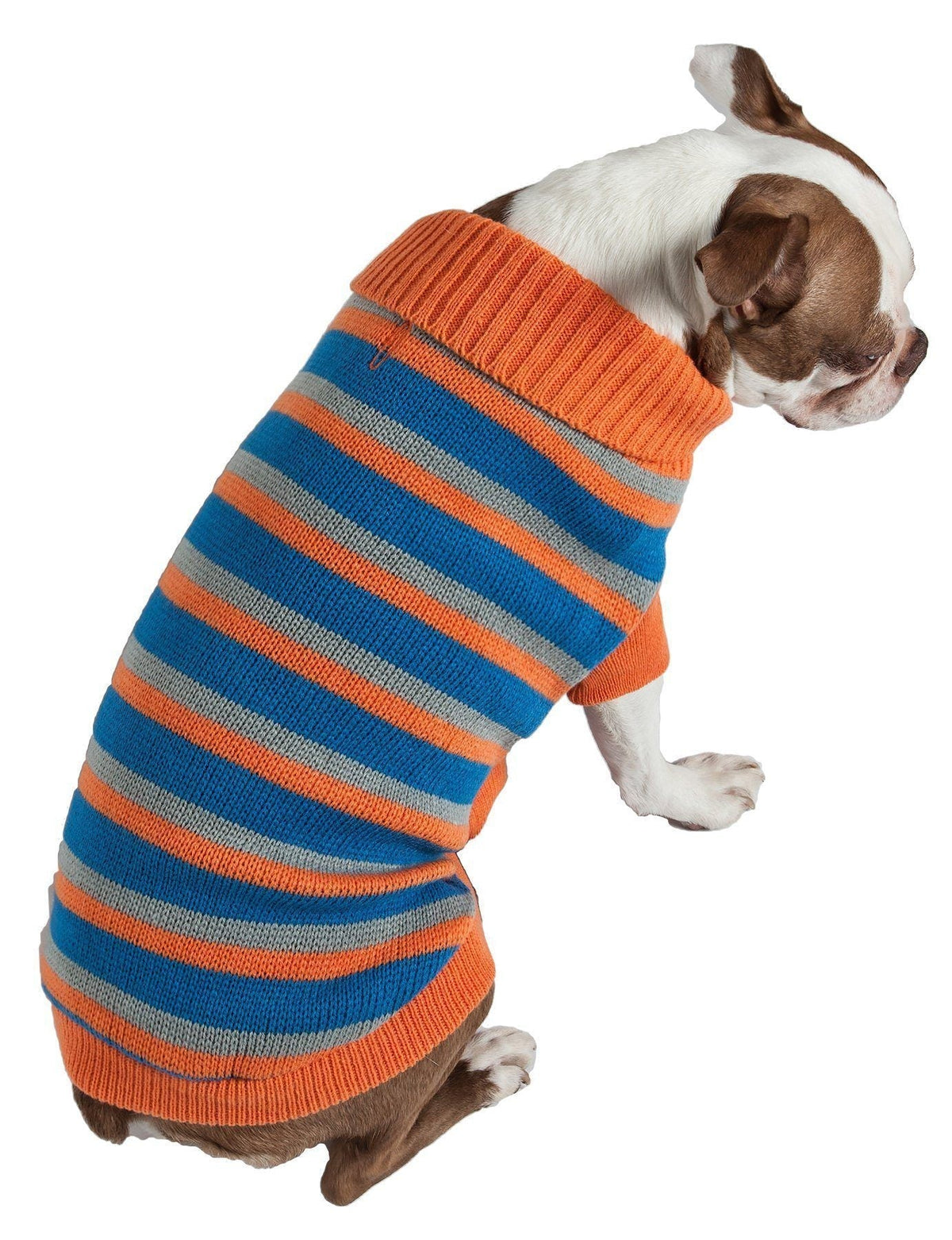 Pet Life Heavy Cable Knitted Striped Fashion Designer Polo Dog Sweater