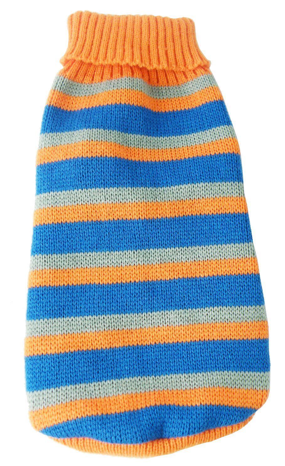 Pet Life Heavy Cable Knitted Striped Fashion Designer Polo Dog Sweater