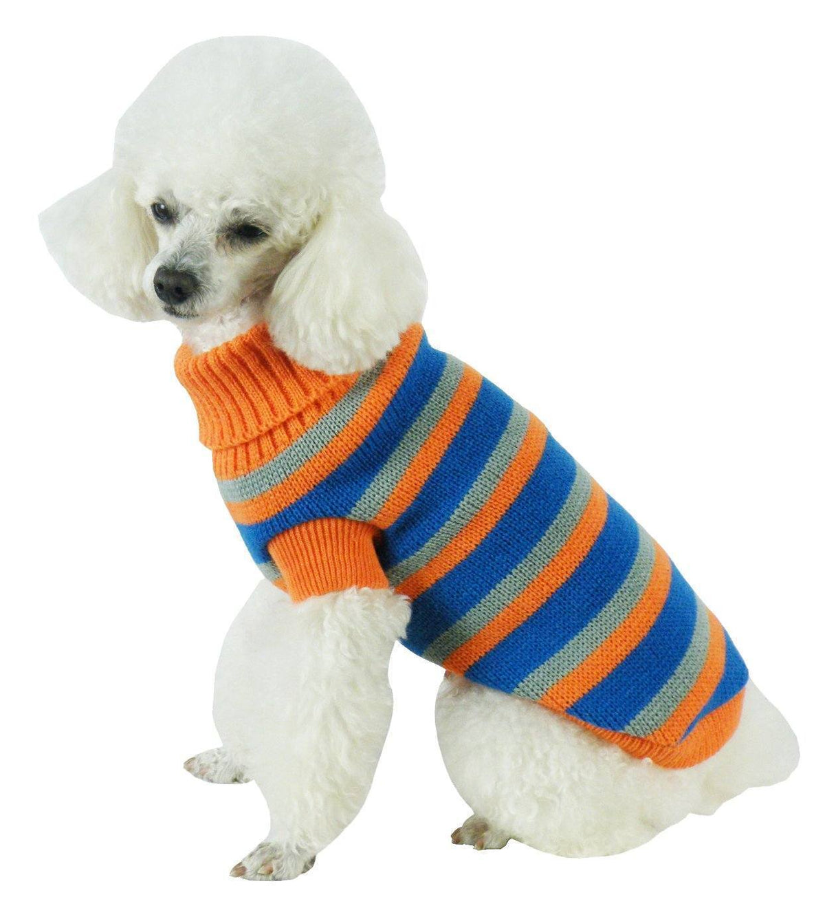 Pet Life Heavy Cable Knitted Striped Fashion Designer Polo Dog Sweater